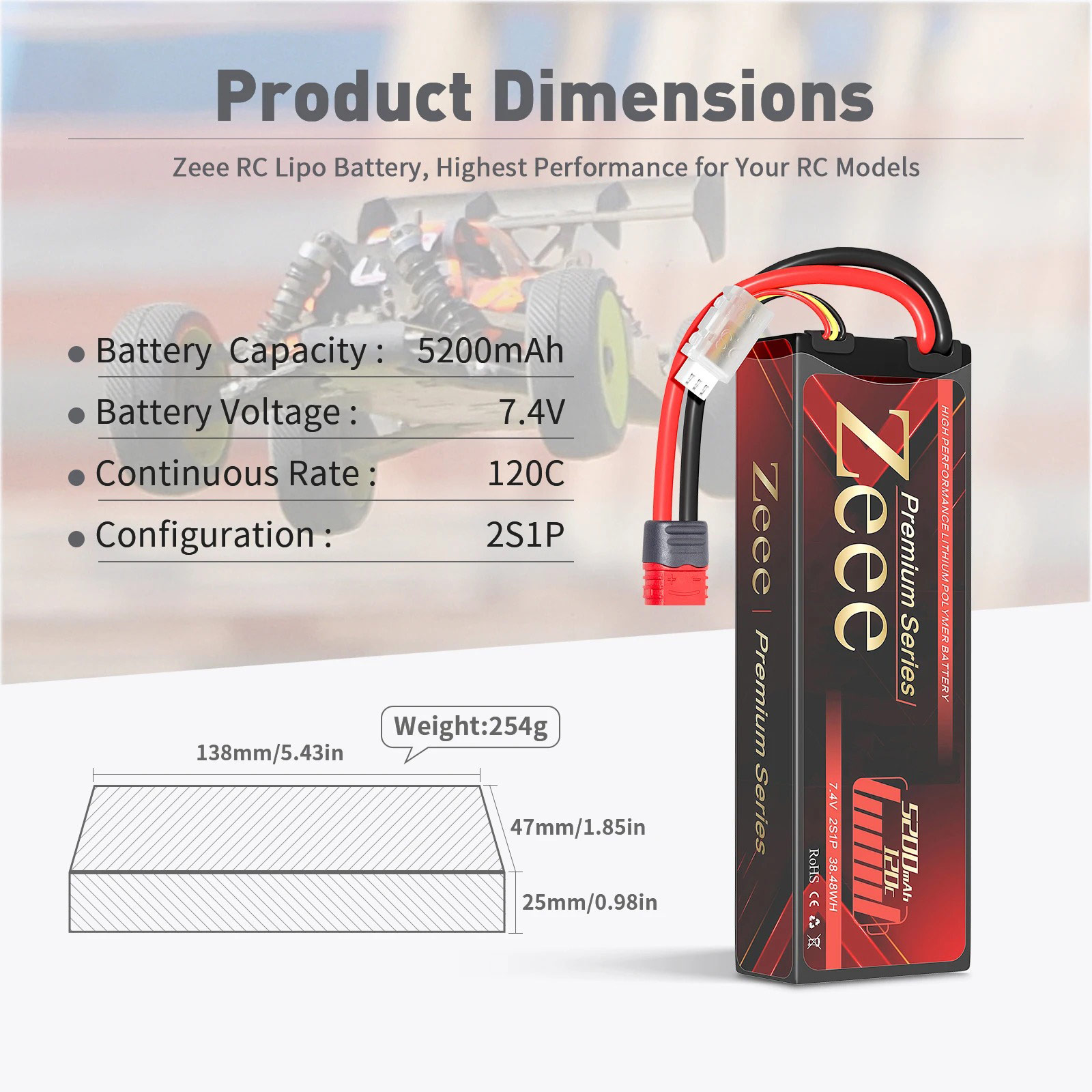 Bateria LiPo 2s 5200mAh 120C - Imagem 4